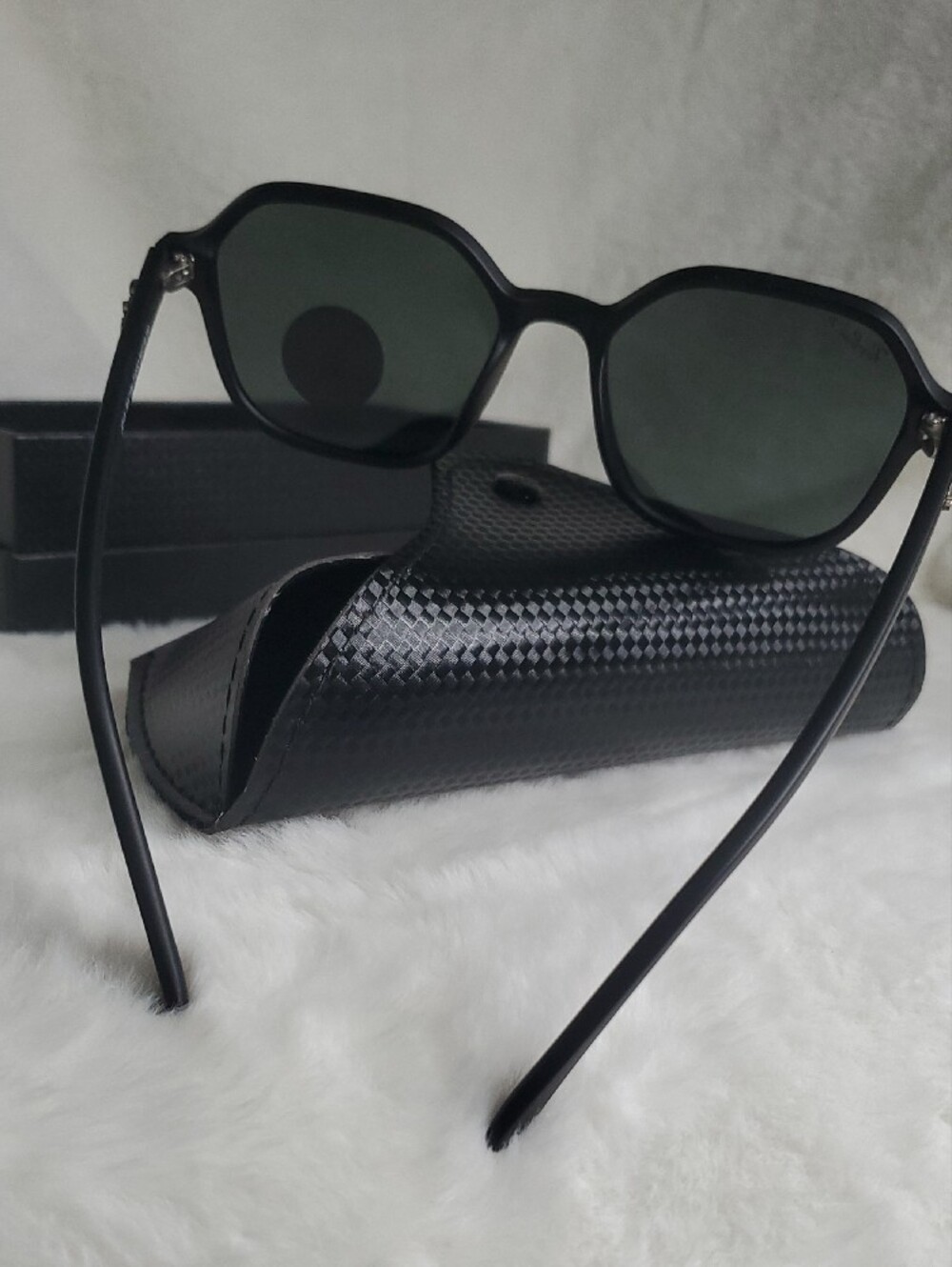 Ray-Ban Matte Black Sunglasses with Dark Green Lenses - Picture 6 of 9